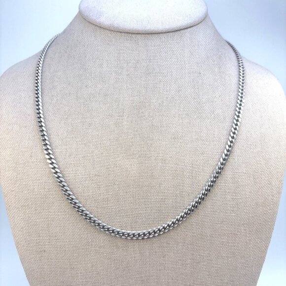 VTG Italy Sterling Silver 925 Curb Link Chain Necklace Size 24.5